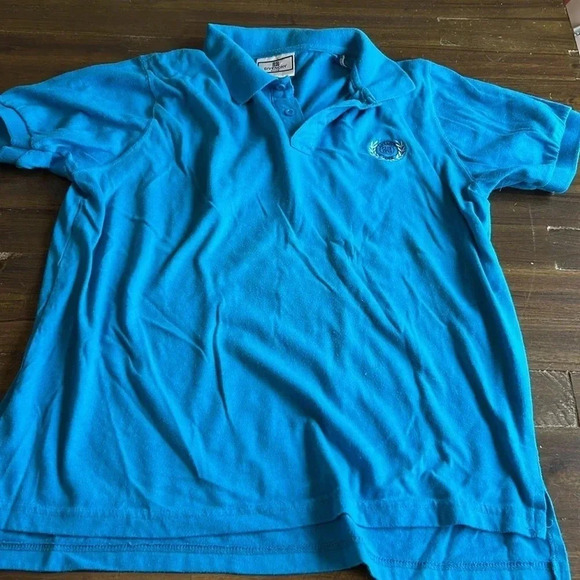 Givenchy Active Vintage Polo Shirt Men'S Large Baby Blue Chest Crest Cotton - Picture 1 of 9